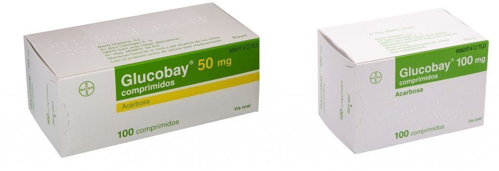 Glucobay, acarbosa de 50 y 100 mg, marca comercializada